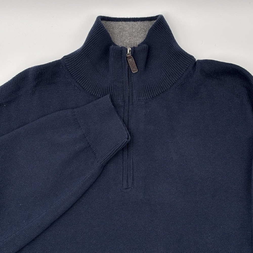 J.Crew Men's XXL 1/4 Zip Sweater Navy Blue Cotton Mock Neck Pullover NWT BF091